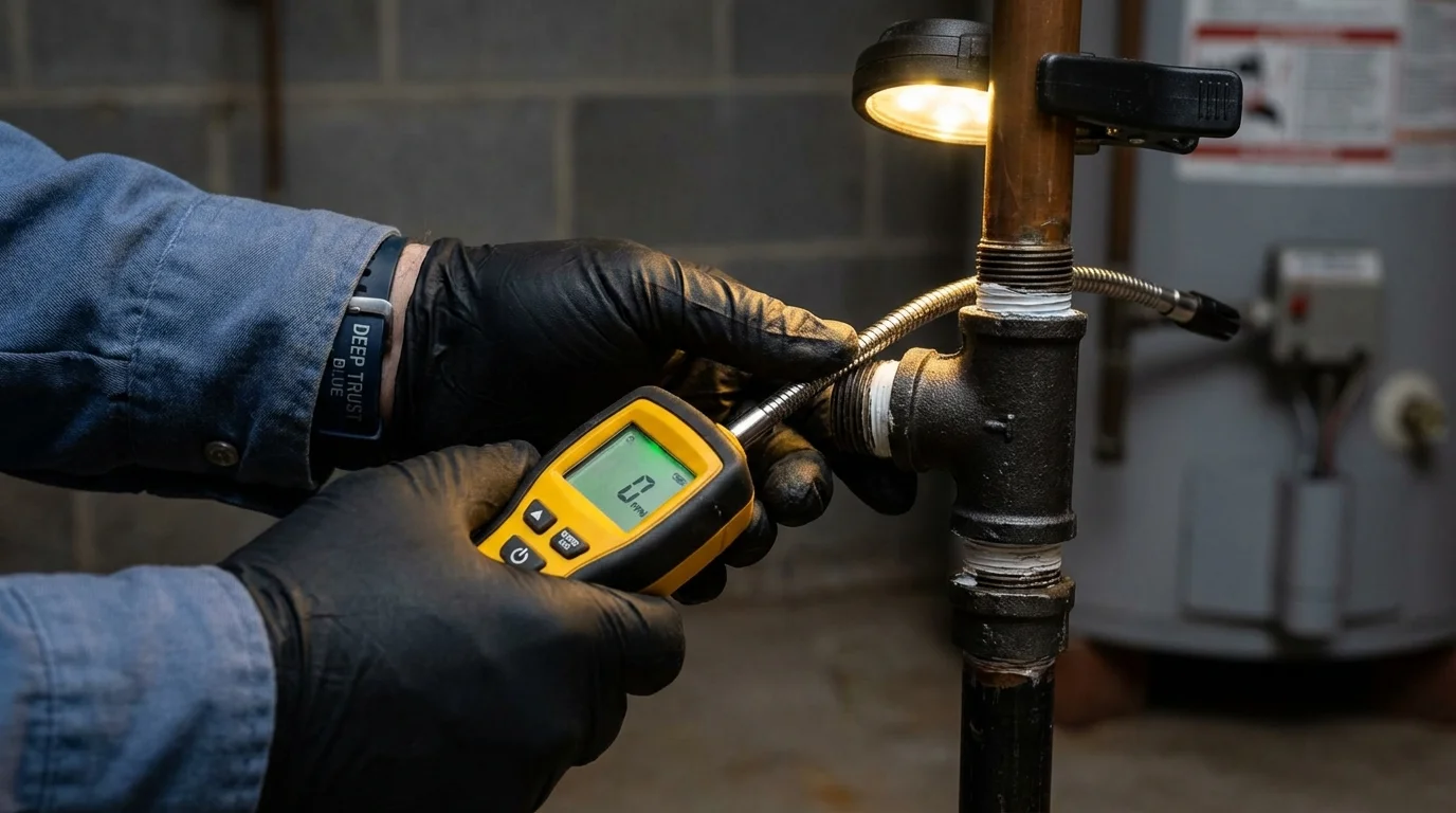 Gas leak detection with electronic sniffer by Johns Plumbing LLC in Punta Gorda